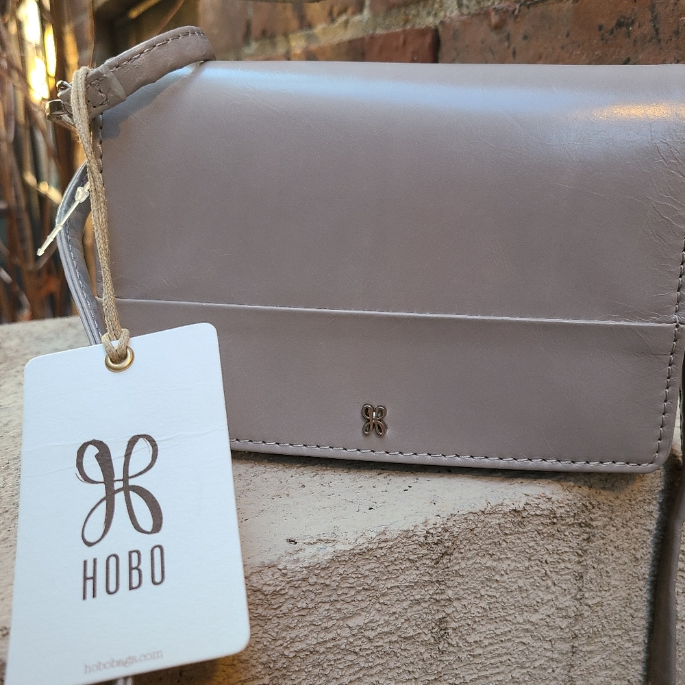 Hobo Leather Jill Crossbody Phone Bag Grey NWT